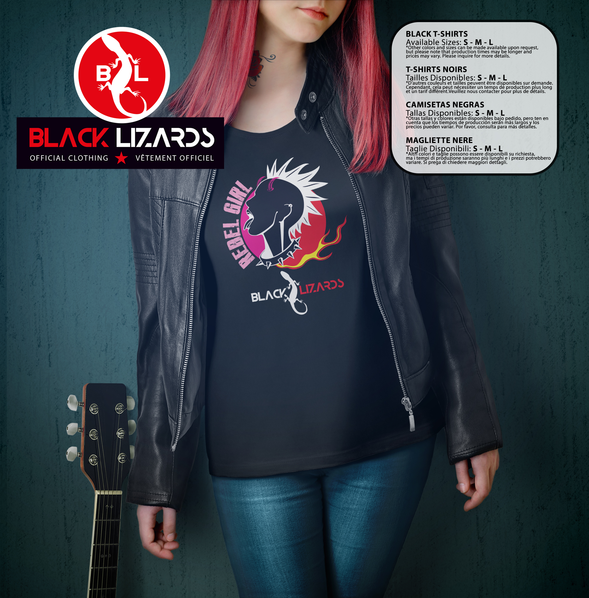 Black Lizards T-Shirt: REBEL GIRL - Image 6